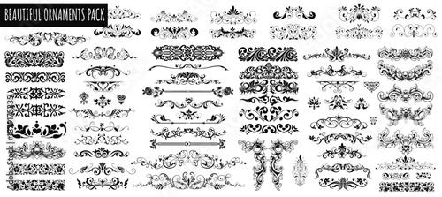 Ornate Ornament Collection: A captivating assortment of meticulously crafted ornaments and design elements, elegantly arranged in a visually engaging display. For weddings, love letters, valentine