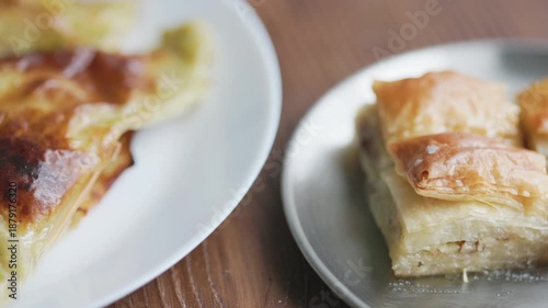 Close-Up Turkish Syrupy Katmer Dessert