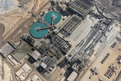 Copper-type mineral processing plant with flotation ponds
