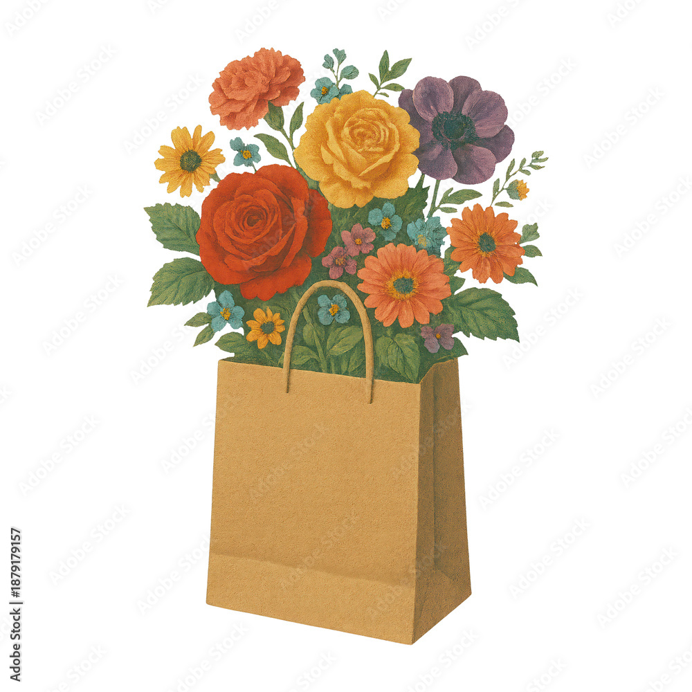 Fototapeta premium PNG Vibrant floral bouquet illustration