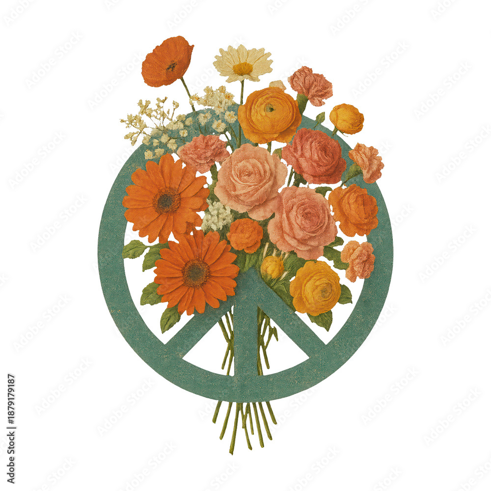 Fototapeta premium PNG Floral peace symbol illustration