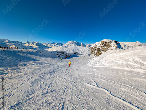 Val Cenis Ski Resort France Winter Aerial, France
