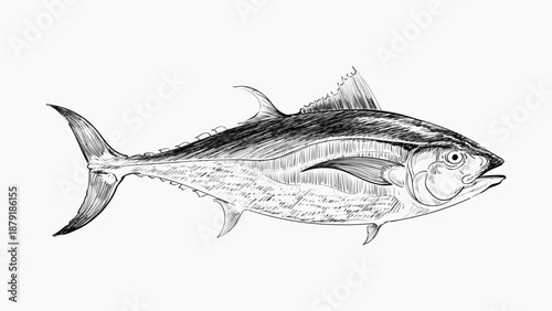 Tuna fish sketch animal illustration vector
