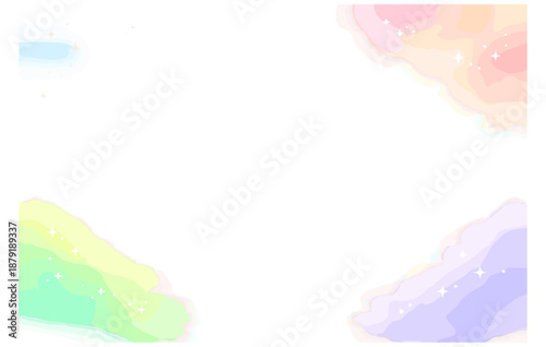 Colorful pastel rainbow border with stars and gradient effect