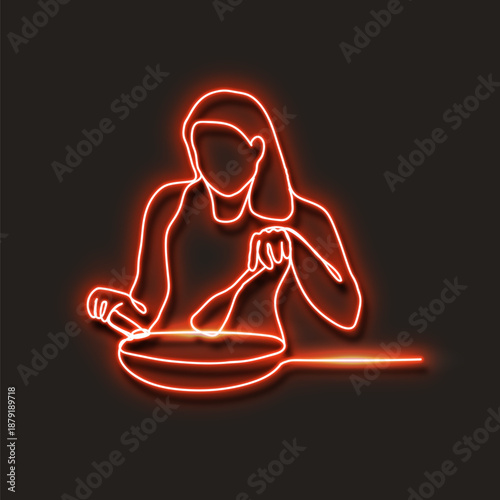 Neon red woman vector illustration
