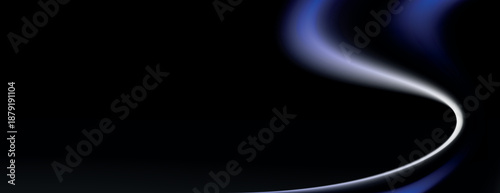 Abstract modern black background with blue curve design. Black banner vector background. Black background with abstract blue curve line. Minimal black abstract background vector wallpaper