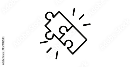 Puzzle connection solution icon representing teamwork integration and problem solving