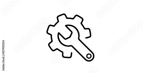 Maintenance and tools gear wrench icon for industrial system settings concept