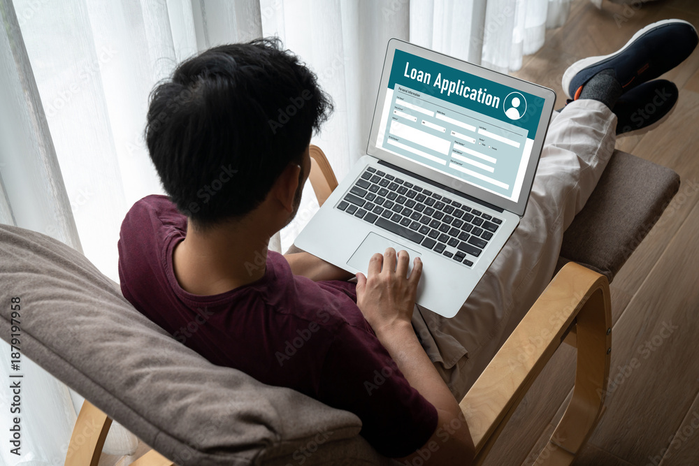 Obraz premium Online loan application form for modish digital information collection on the internet network