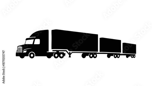 Road train truck silhouette vector illustration