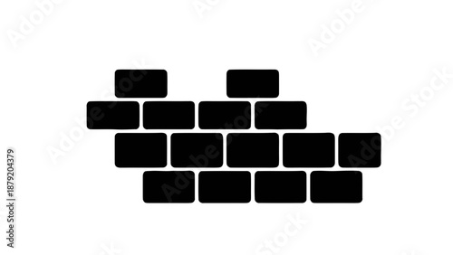 Vector illustration of a modern black brick wall pattern, construction texture on transparent background