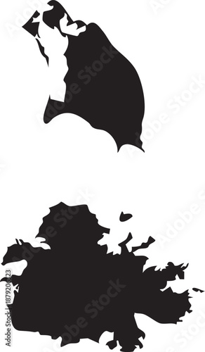 Antigua and Bermuda Map Silhouette Vector