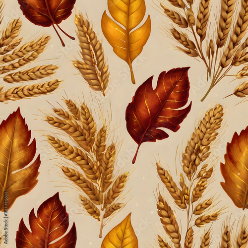 seamless pattern with autumn leaves