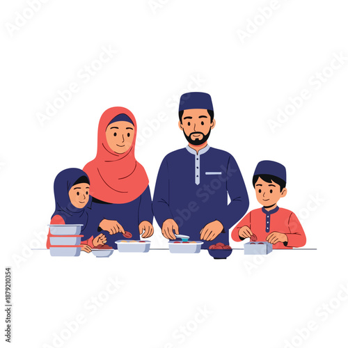 Family learning together at the table.