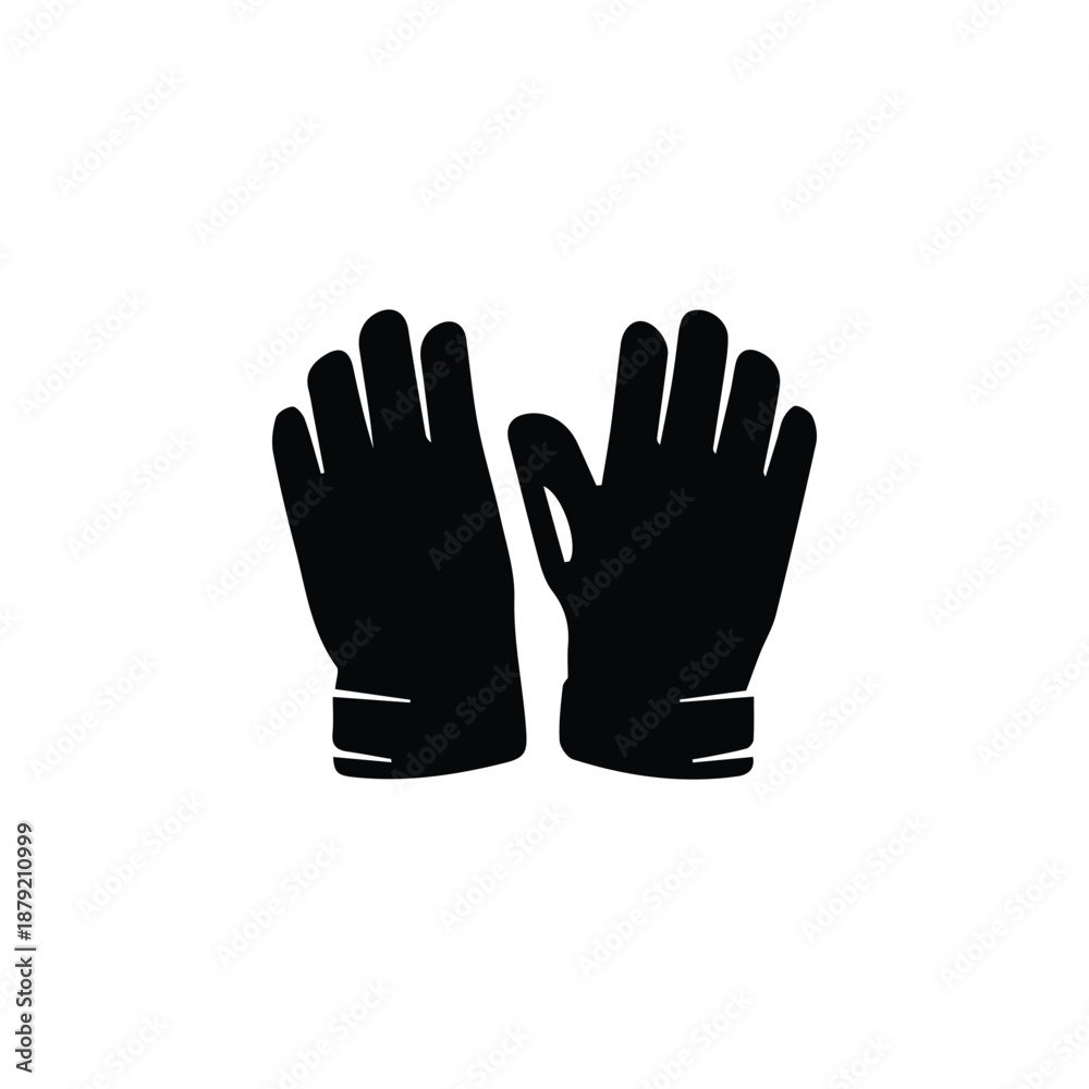 Obraz premium Black and white medical gloves icon symbolizing hygiene, protection, and safety in healthcare and clinical environments.