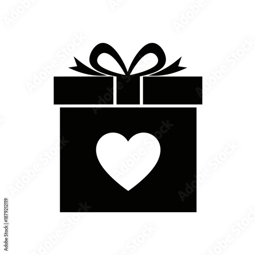 Black Gift Box with Heart Design.