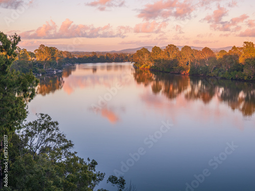 River with Morning Light and Cloud Reflections