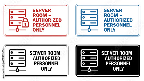 Server Room Authorized Personnel Only Office Safety Sign - Flat Vector