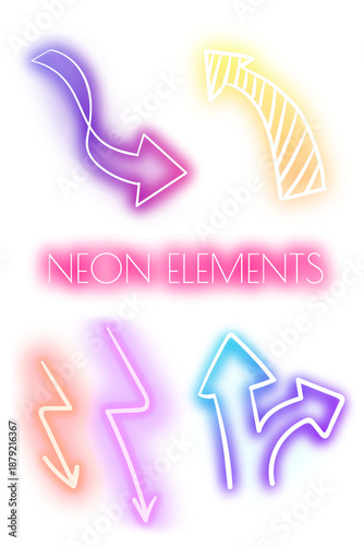 Neon arrows sign set design element