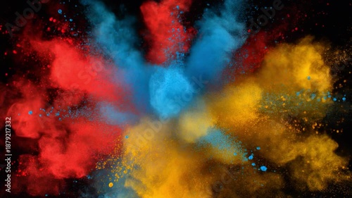 Colored powder explosion black background
