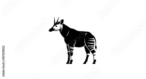 Okapi Silhouette Vector Illustration.