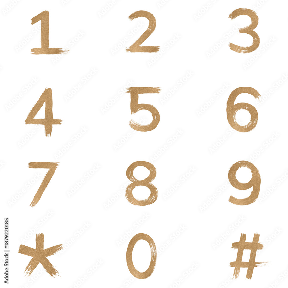 Obraz premium Transparent gold number set typography