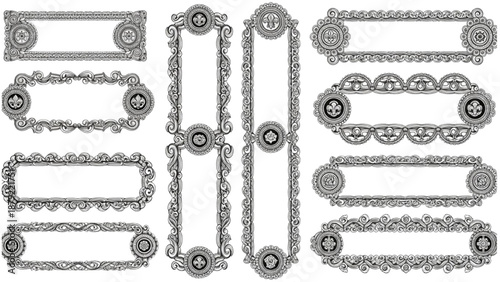 Ornate Monograms and Emblematic Borders in Vintage Decorative Design