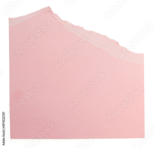 Pink piece of paper on transparendt bacground with soft shadow under 