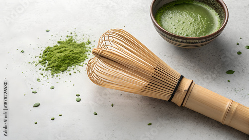 Bamboo Matcha Whisk and Green Tea Powder