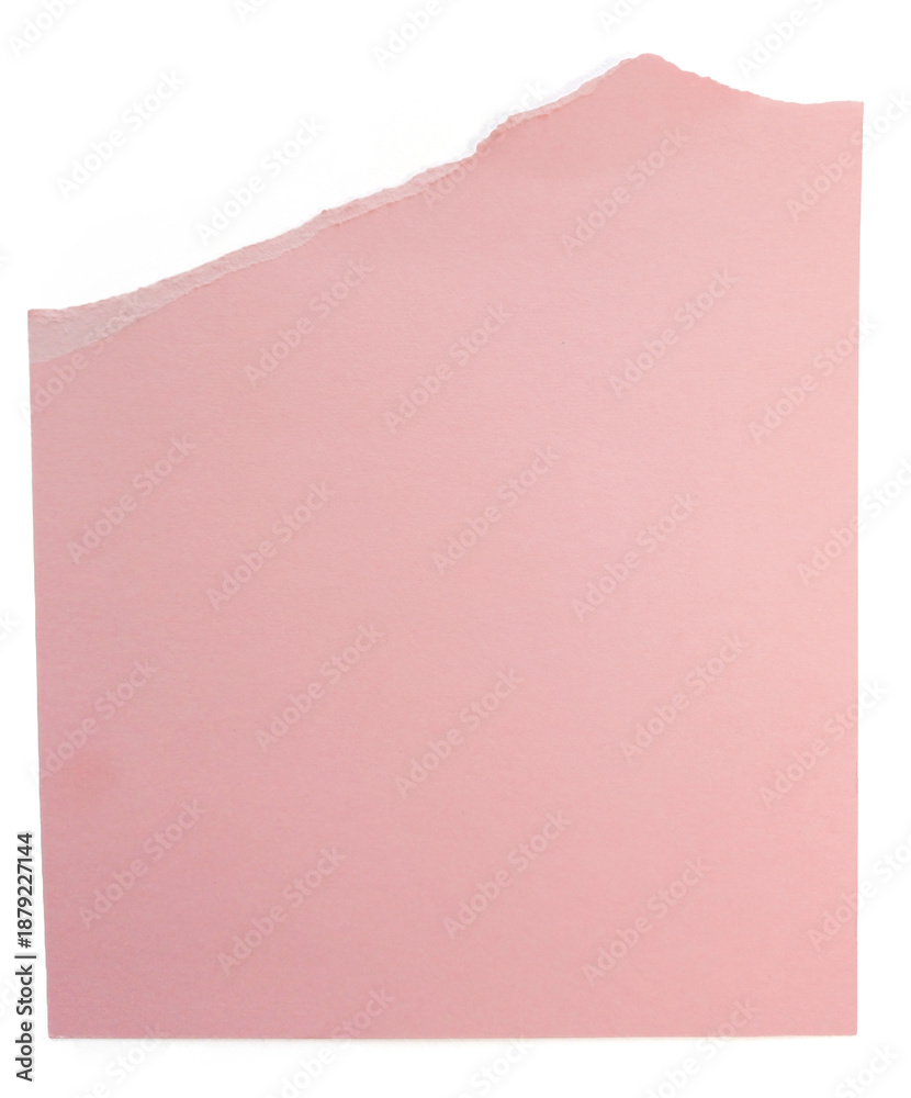 Fototapeta premium Pink piece of paper on transparendt bacground with soft shadow under 