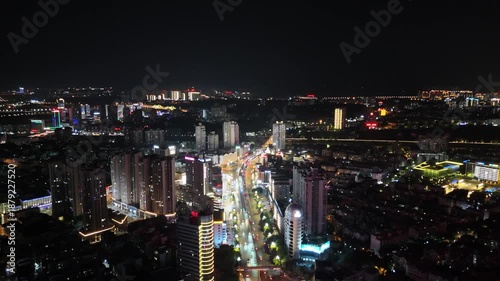 Wallpaper Mural Luzhou Sichuan Nightscape - Aerial City Lights and Traffic Torontodigital.ca