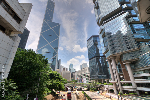 Hong Kong City Centre with Skyscrapers.