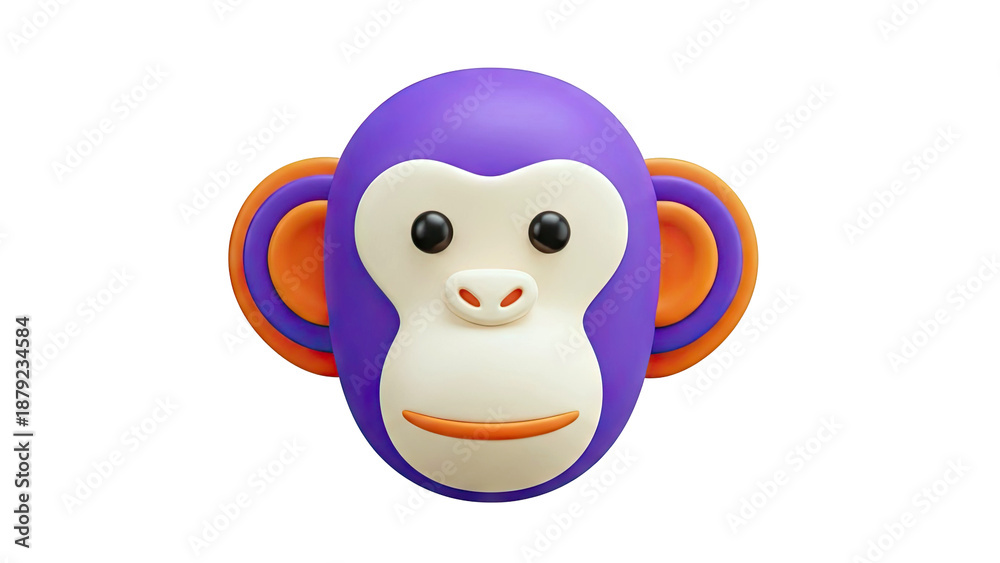 Obraz premium 3D Cartoon Monkey Face Emoji