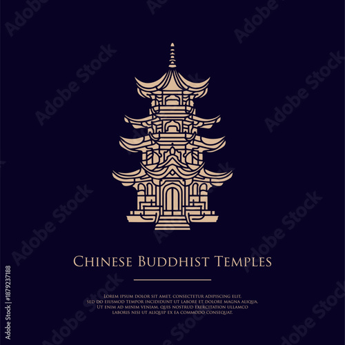 Traditional culture building illustration. monastery illustration