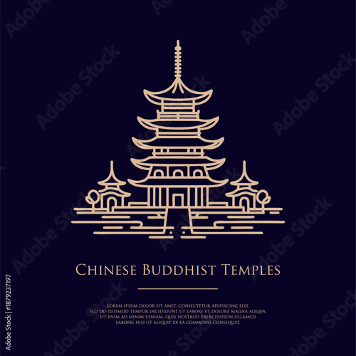 Traditional culture building illustration. monastery illustration