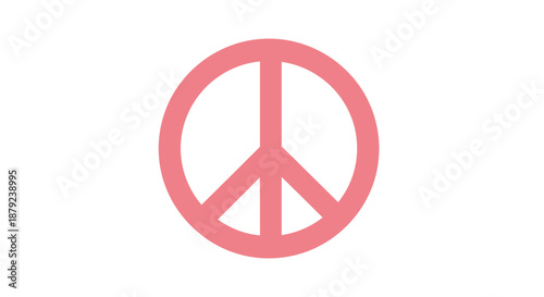 Vibrant pink peace symbol on a pristine white background conveying a powerful universal message of global tranquility, unity, non-violence and