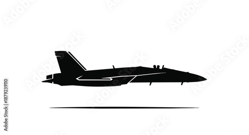 Dynamic military aircraft silhouette illustration showcasing modern aerial warfare technology and swift air defense vector graphic