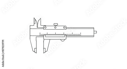A precise engineering measuring instrument presented as a clean line art illustration on a white background, perfect for technical designs accurate