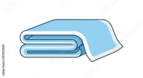 Crisp blue folded fabric icon for laundry, hygiene, and domestic care concepts