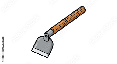 Classic garden hoe with a wooden handle and sturdy metal blade