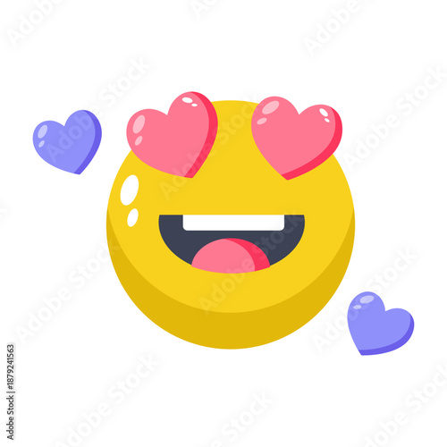 A flat style icon representing love emoji