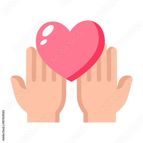 A flat style icon showing a heart
