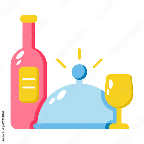 A flat style icon depicting a dinner