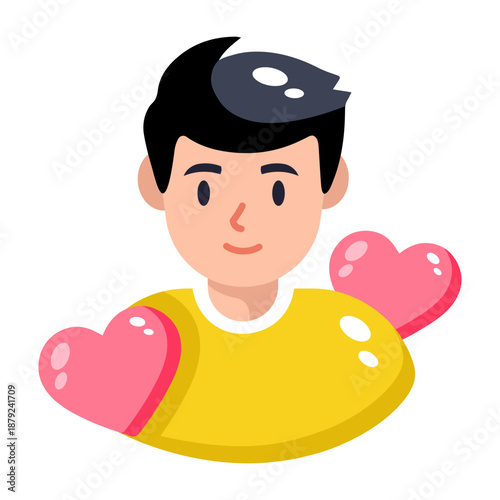 A flat style icon representing affection