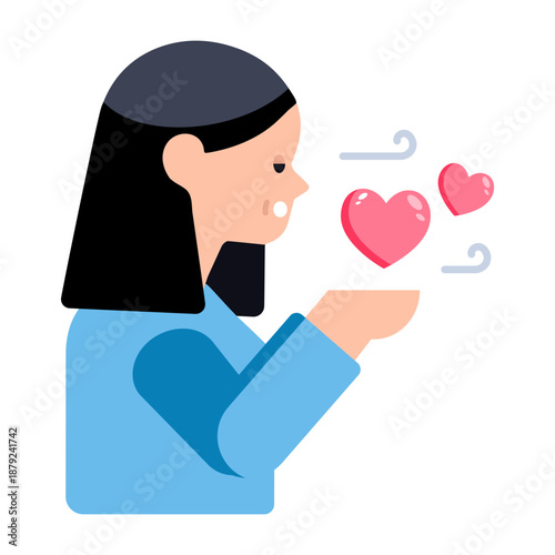 A flat style icon depicting blowing kiss