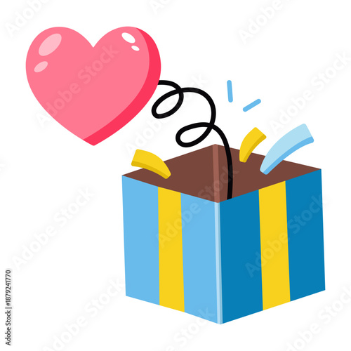 A flat style icon representing surprise box