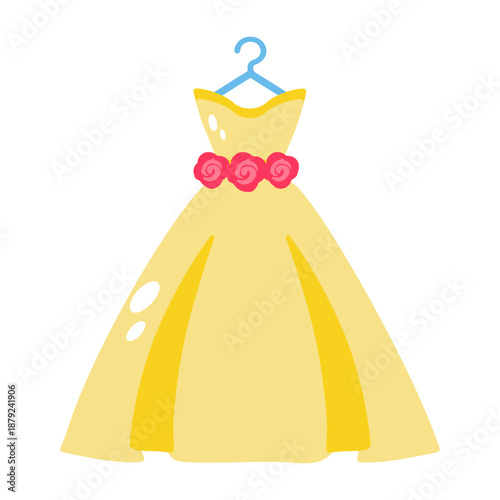 A flat style icon showing a bride dress
