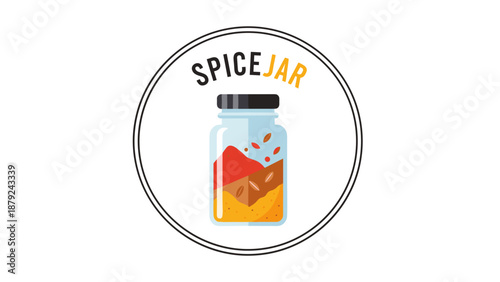 Illustration of a Spice Jar with Herbs.