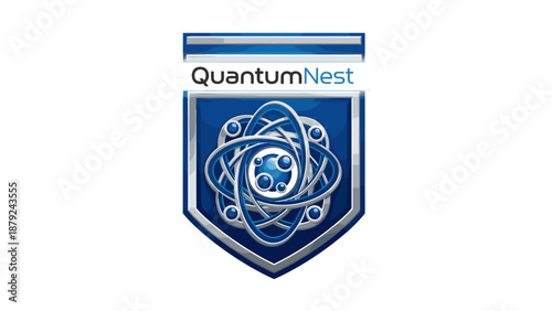QuantumNest Logo with Atomic Structure Design.