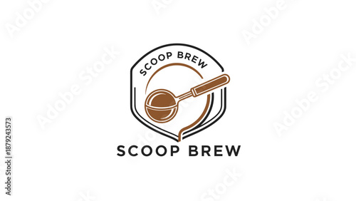 Scoop Brew Coffee Logo Design Element.